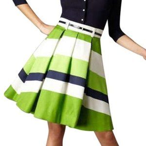Kate Spade Green Blue Lilith Striped Pleated Skirt
